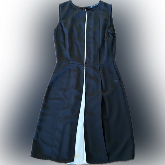 Zara | Sleeveless black dress with front pleated grey detail. - Picture 1 of 14